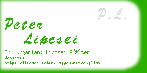 peter lipcsei business card